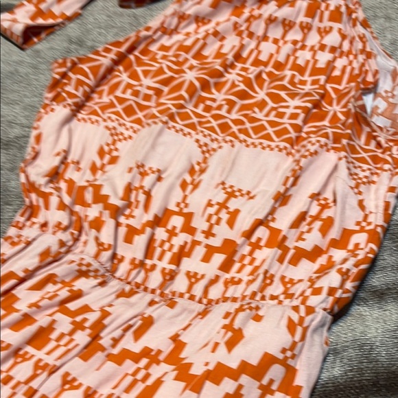 Orange and White Geometric Print Maxi Dress, Size Small - Picture 3 of 5